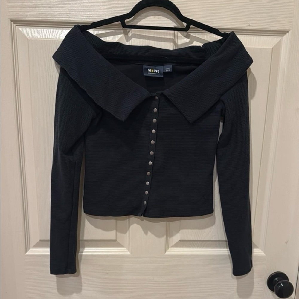 Maeve Black Off-Shoulder Top - Picture 2 of 8